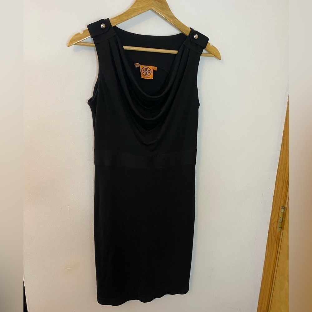 Tory Burch Cowl Front Button Shoulder Sleeveless Dress